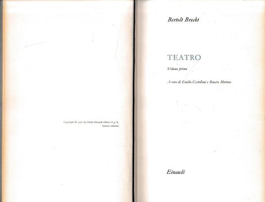 Teatro, due volumi - Bertolt Brecht - copertina