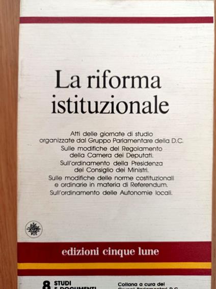 La riforma istituzionale - copertina