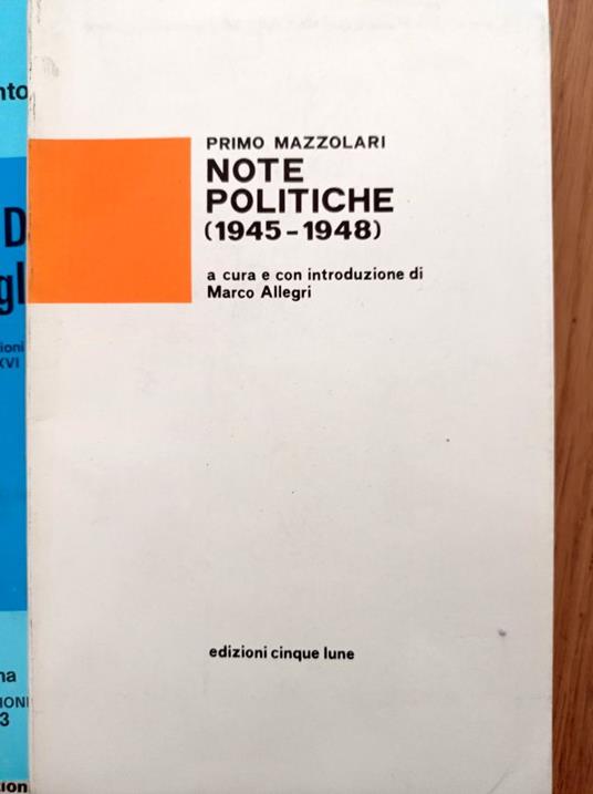Note politiche (1945 - 1948) - Primo Mazzolari - copertina