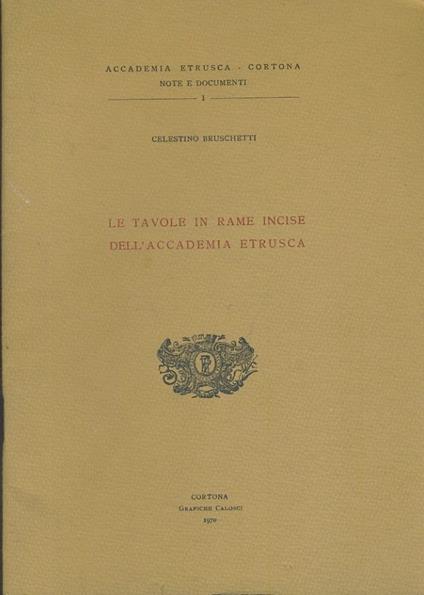 Le tavole in rame incise dell'accademia etrusca - copertina