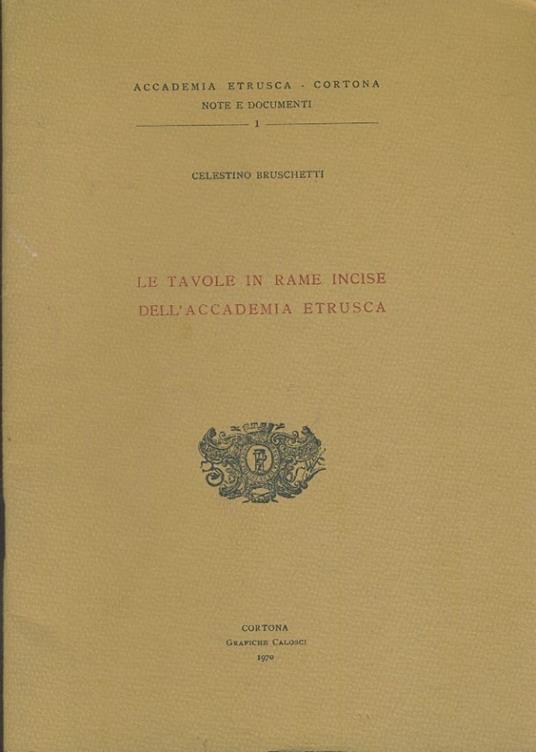 Le tavole in rame incise dell'accademia etrusca - copertina