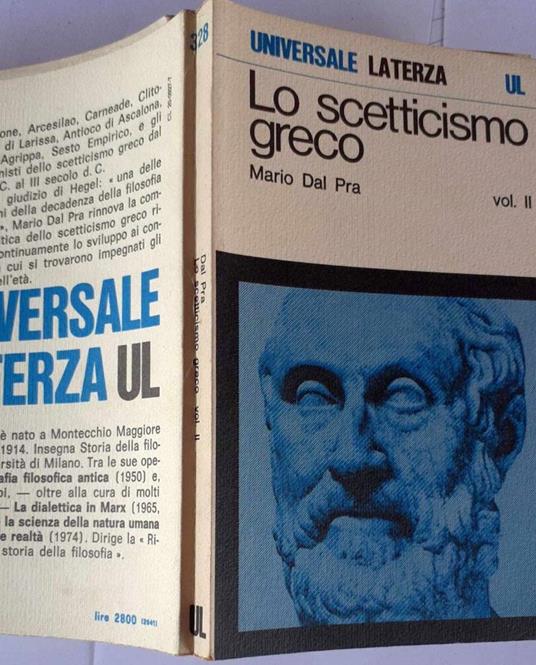 Lo scetticismo greco Vol II - Mario Dal Pra - copertina