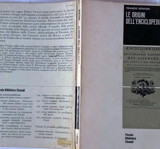 Le origini dell'Enciclopedia - Franco Venturi - copertina