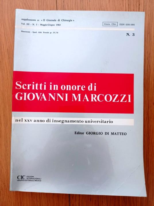 Scritti in onore di Giovanni Marcozzi - copertina