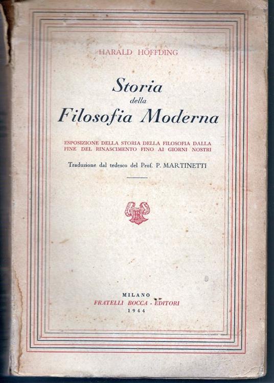 Storia della Filosofia Moderna (Volume primo) - Harold Hoffding - copertina