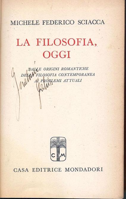La filosofia oggi - Michele Federico Sciacca - copertina