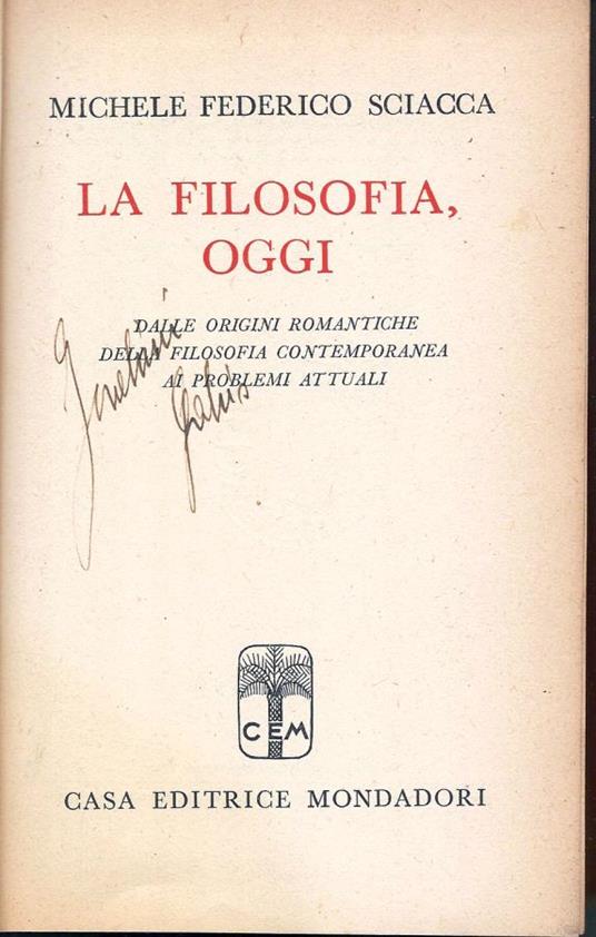 La filosofia oggi - Michele Federico Sciacca - copertina