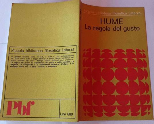 Hume. La regola del gusto - copertina