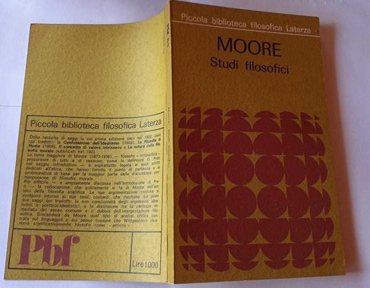 Studi filosofici a cura di Giulio Preti - Moore - copertina