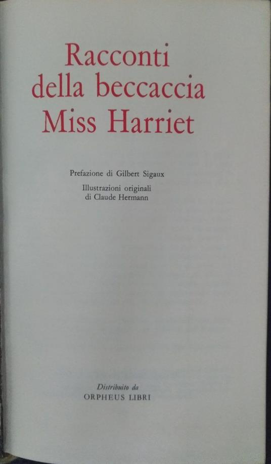 Racconti della beccaccia Miss Harriet - Guy de Maupassant - copertina