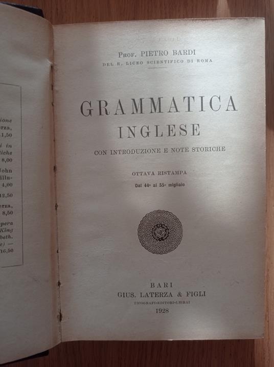 Grammatica inglese - Pietro Bardi - Libro Usato - Laterza 