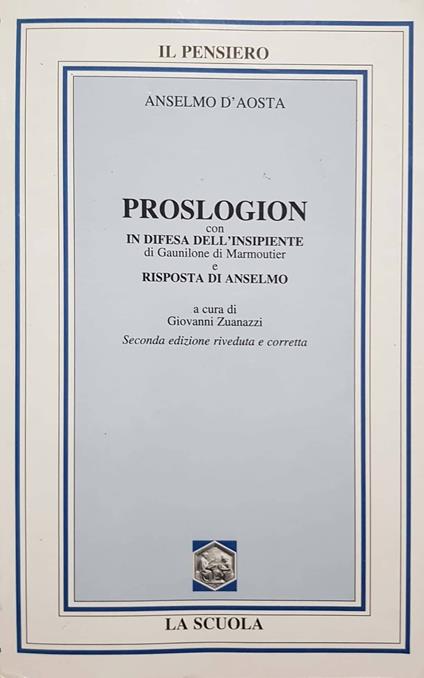 Proslogion - Anselmo d'Aosta (sant') - copertina