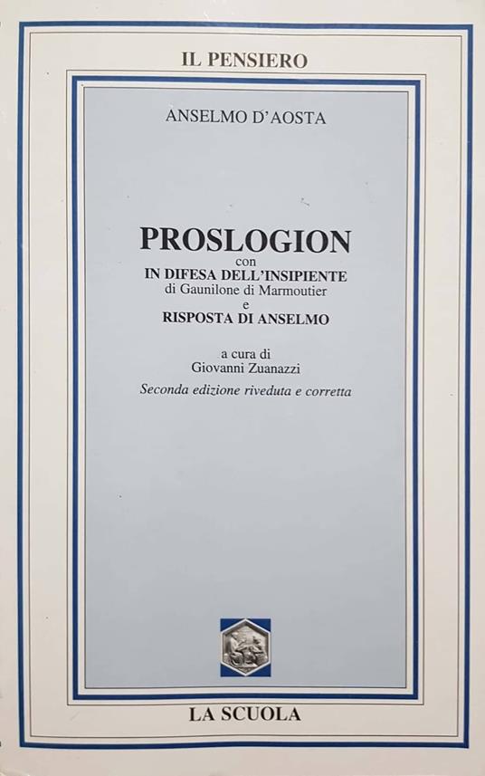 Proslogion - Anselmo d'Aosta (sant') - copertina