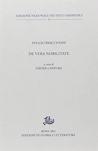 De vera nobilitate - Poggio Bracciolini - copertina