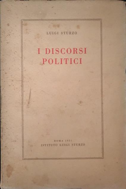 I discorsi politici - Luigi Sturzo - copertina