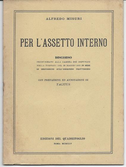 Per l'assetto interno - Alfredo Misuri - copertina