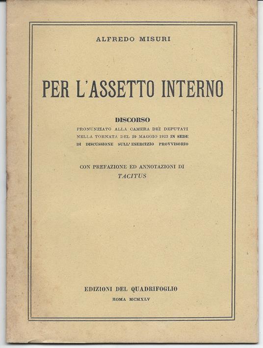 Per l'assetto interno - Alfredo Misuri - copertina