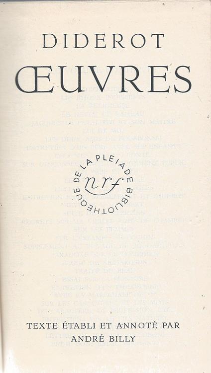 Oeuvres de Diderot - Denis Diderot - copertina