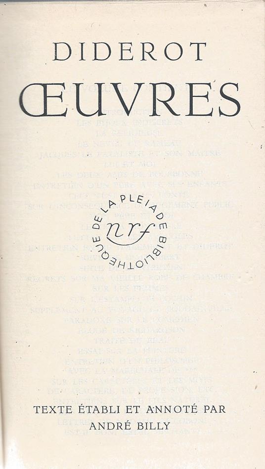 Oeuvres de Diderot - Denis Diderot - copertina
