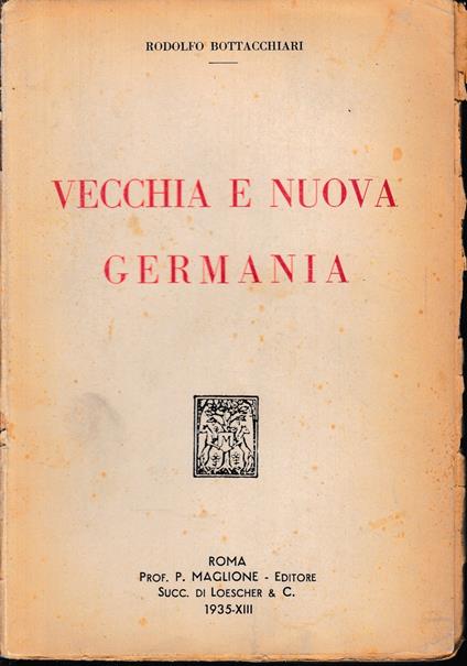 Vecchia e nuova Germania - Rodolfo Bottacchiari - copertina