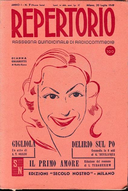 Repertorio. Rassegna quindicinale di radiocommedie. Anno 1, n. 7. 1949 - Umberto Colombini - copertina