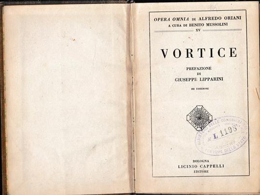 Vortice - Alfredo Oriani - copertina