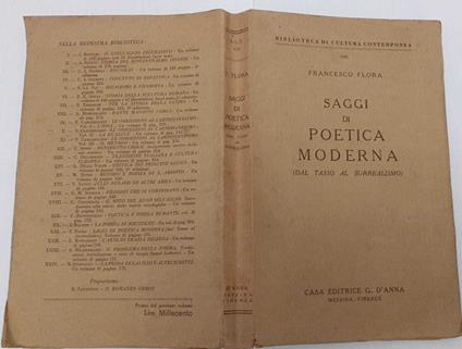 Saggi di poetica moderna (Dal tasso al surrealismo) - Francesco Flora - copertina