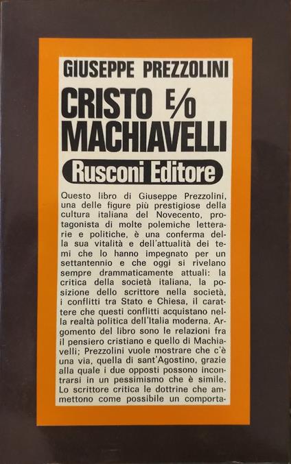 Cristo e/o Machiavelli - Giuseppe Prezzolini - copertina