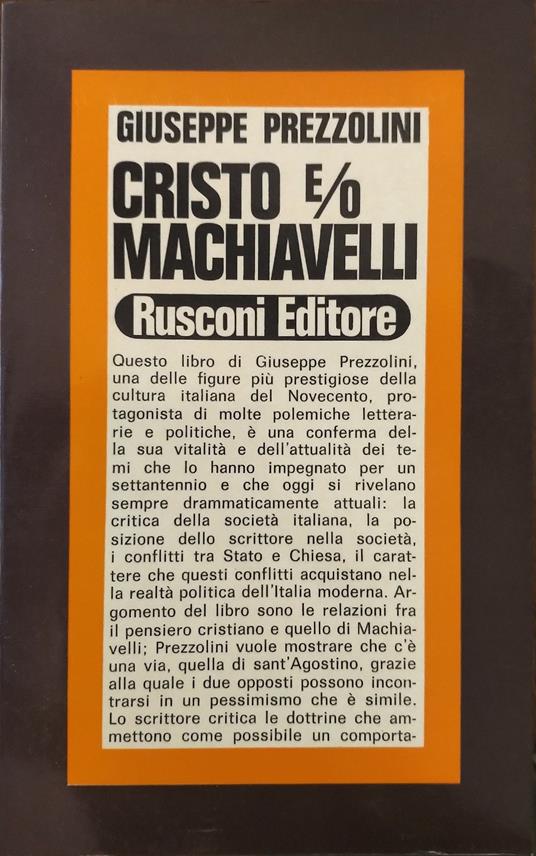 Cristo e/o Machiavelli - Giuseppe Prezzolini - copertina