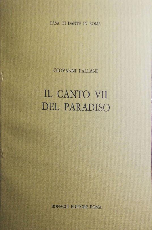 Il canto VII del Paradiso - Giovanni Fallani - copertina