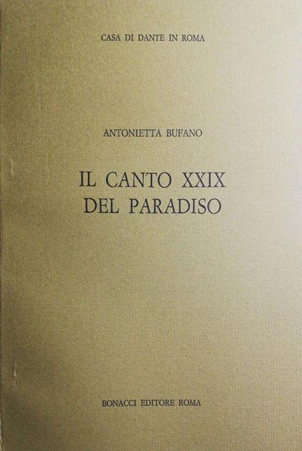 Il canto XXIX del Paradiso - Antonietta Bufano - copertina