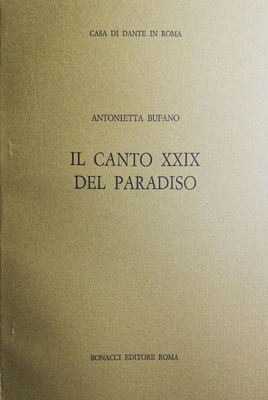 Il canto XXIX del Paradiso - Antonietta Bufano - copertina