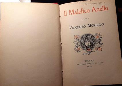 Il Malefico Anello. Tre atti - Vincenzo Morello - copertina