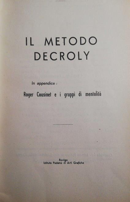 Il metodo Decroly - Aldo Grillandini - copertina