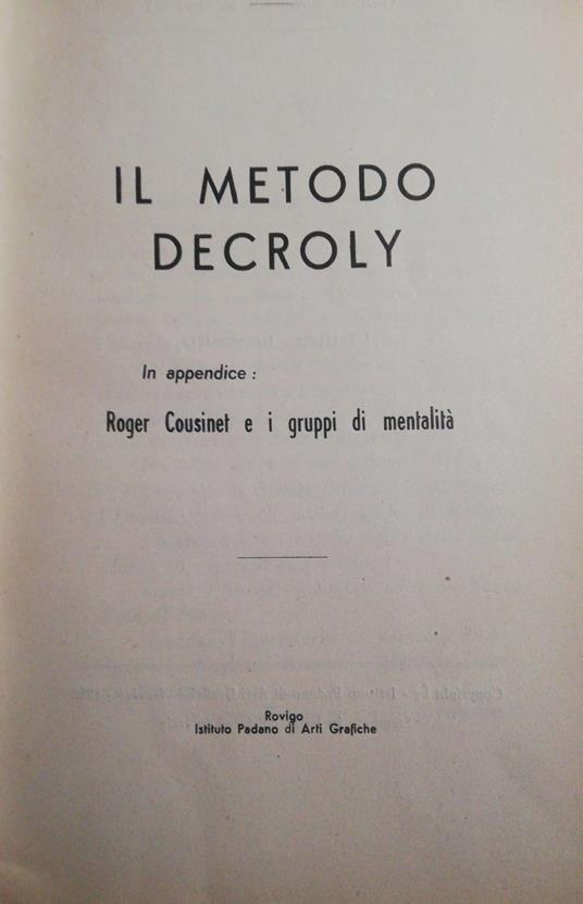 Il metodo Decroly - Aldo Grillandini - copertina