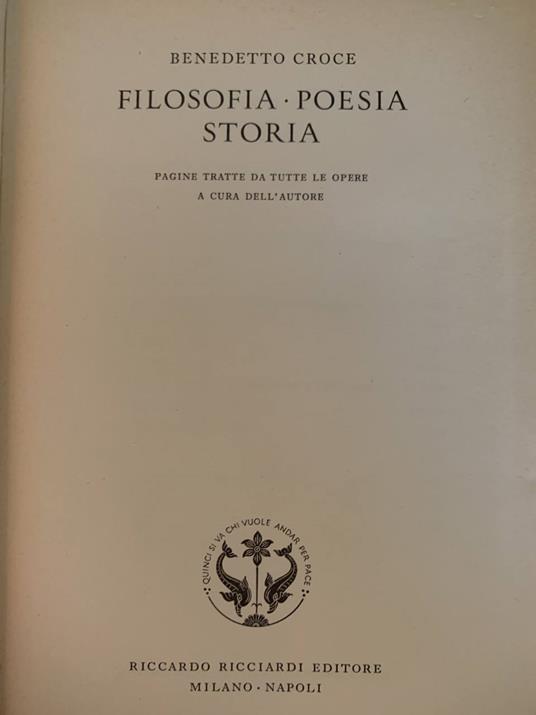 Filosofia, poesia, storia - Benedetto Croce - copertina