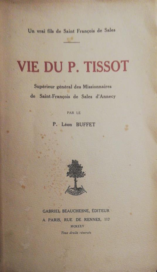 Vie Du P. Tissot - copertina