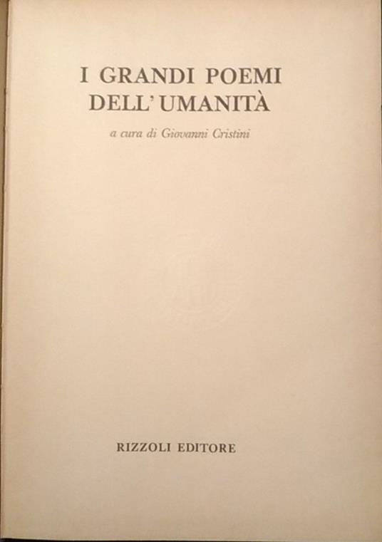 I grandi poemi dell'umanità - Giovanni Cristini - copertina