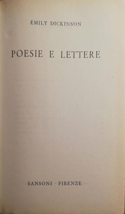 Poesie e lettere - Emily Dickinson - copertina