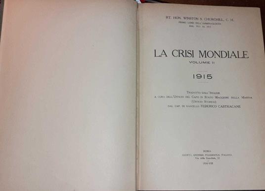 La crisi mondiale. Volume II. 1915 - copertina