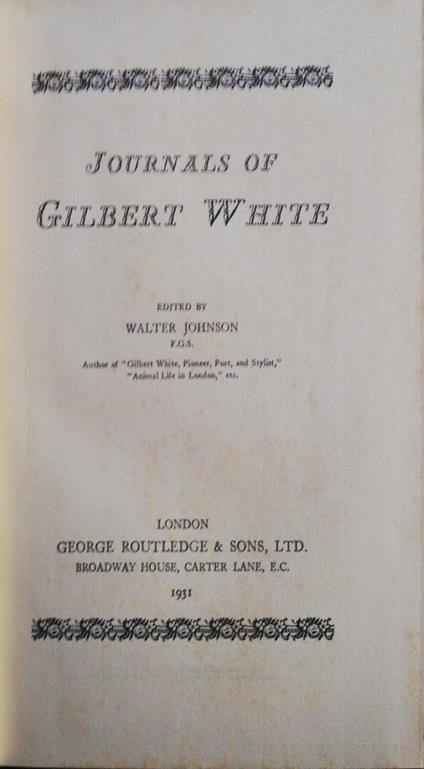 Journals of Gilbert White - copertina