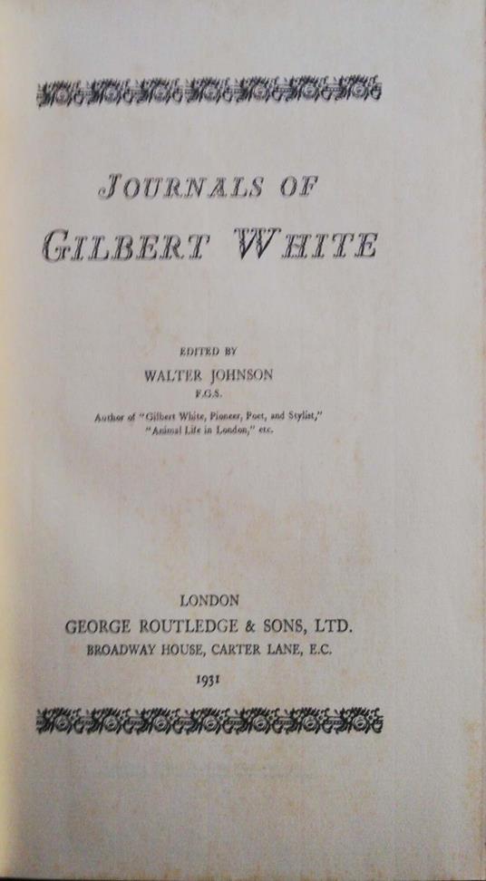 Journals of Gilbert White - copertina
