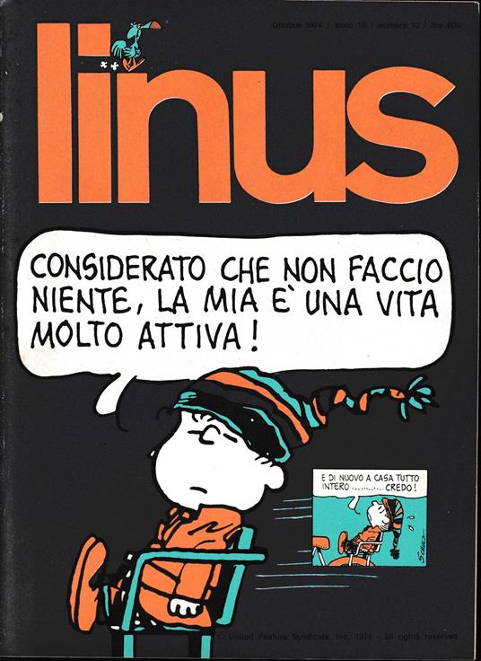Linus. Ottobre 1974 / anno 10 / n. 10 - Charles M. Schulz - copertina