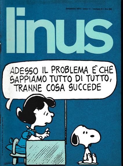 Linus. Settembre 1975 / anno 11 / n. 9 - Charles M. Schulz - copertina