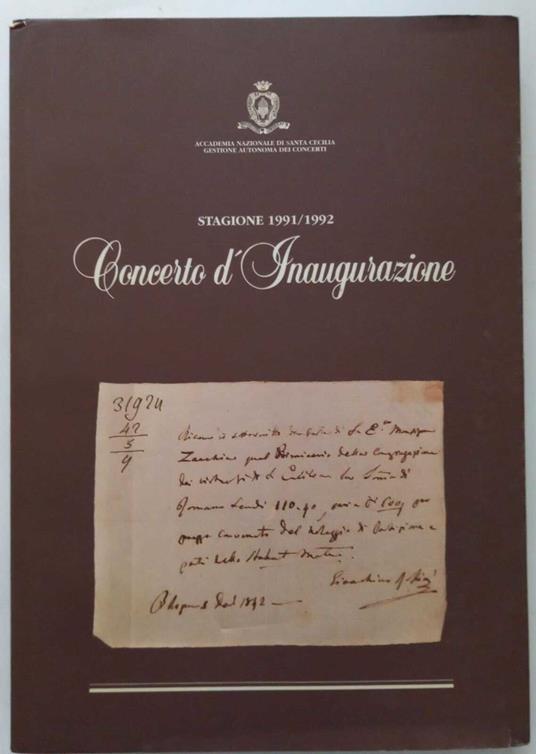Concerto d'Inaugurazione stagione 1991/92 Accademia S.Cecilia - copertina