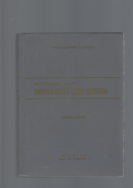 Prontuario Per Il Calcolo Della Trave Continua - Vincenzo Di Bernardo - copertina