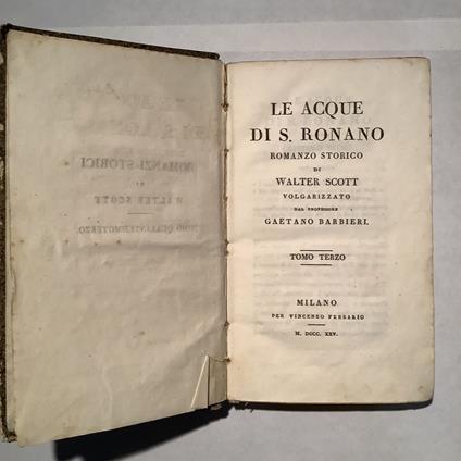 Le acque di S. Ronano romanzo storico - Walter Scott - copertina