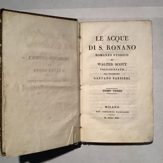 Le acque di S. Ronano romanzo storico - Walter Scott - copertina