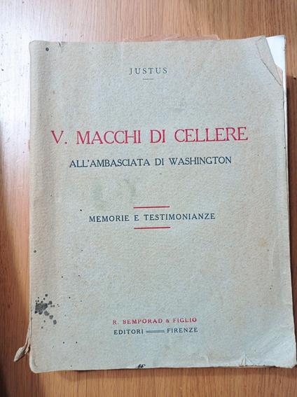 V. Macchi di Cellere all'Ambasciata di Washington - copertina