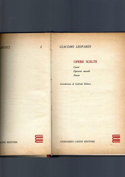 Opere Scelte - Giacomo Leopardi - copertina